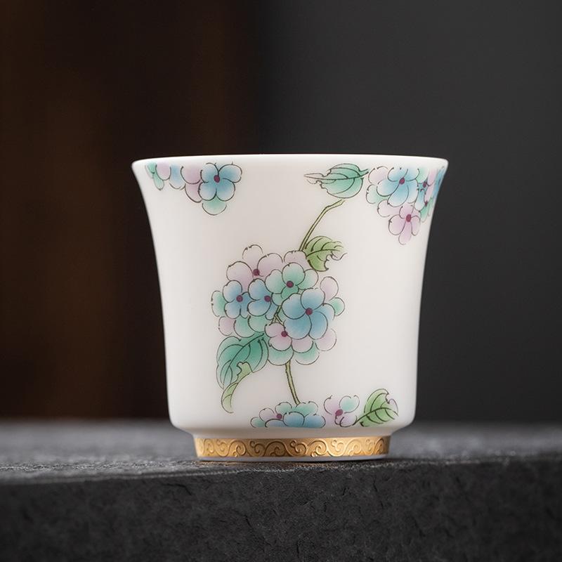 Sheep Fat Jade White Porcelain Teacup Handmade Porous Roasted Tea Bowl Personal Master Cup Meditation Cup Mugs Kung Fu Teaware