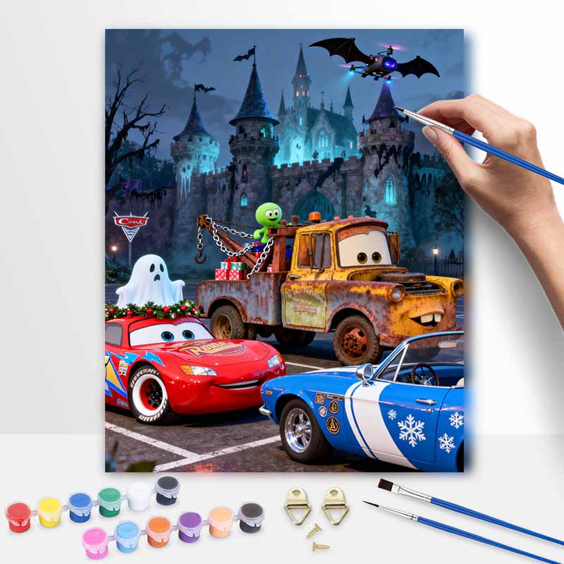 Disney Cars Castle Halloween Oil Paint Digital Painting Art Kit FillIn Painting Home Decor