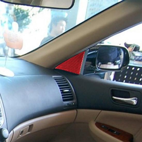 2Pcs Red Carbon Fiber Interior Window Pillar Cover Trim For Honda Accord Sedan