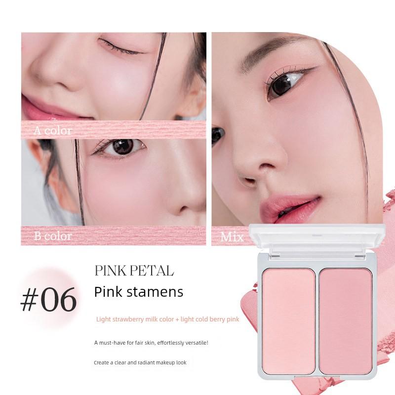 Pei Zhuhyun's Same Style Korean 2an Dual-Color Blush, Expanding Color Blush, Brightening, Girlish Look, Girl Group Milk Pink
