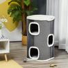 Cat Scratching Barrel, 3-Level, Plush and Sisal, 2 Interconnected Holes, 40 x 40 x 74 cm, Grey