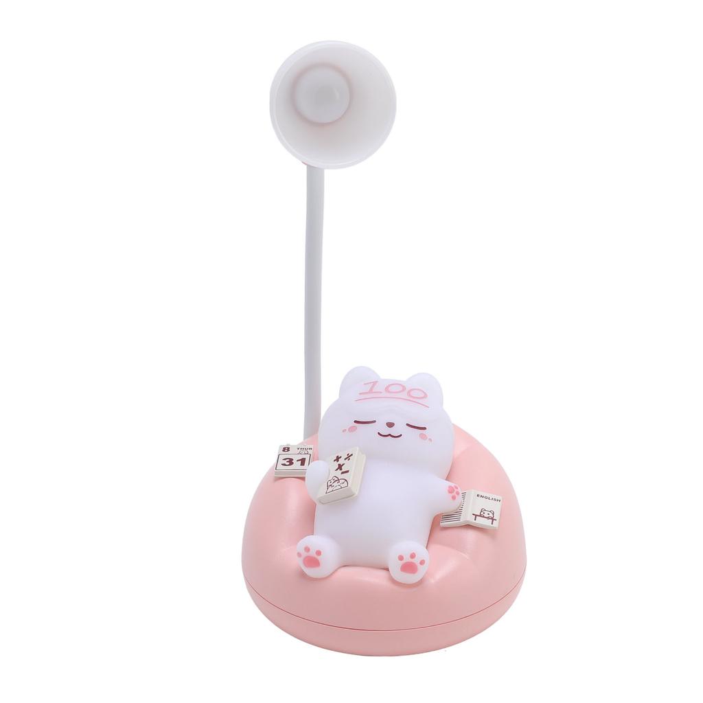 Table Night Light Cute Cat Shape 3 Brightness Eye Care Animal Bedside Lamp for Bedroom Pink