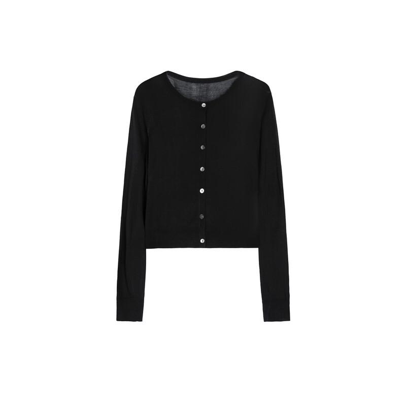 Elva' Island Women's Solid Long-Sleeve Round Neck Knit Cardigan