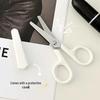 Muji-Style Portable White Utility Scissors with Sheath - Compact, Handmade Paper Cutter for Office Safety.