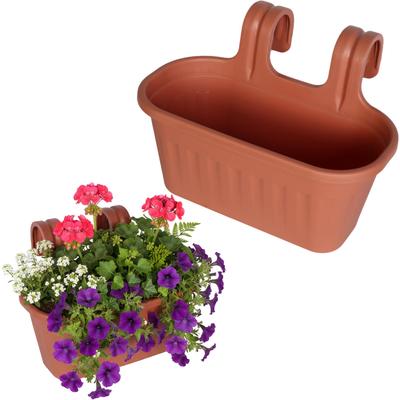 Double Flowerpot for Balustrade, Weather Resistant - Brick Color