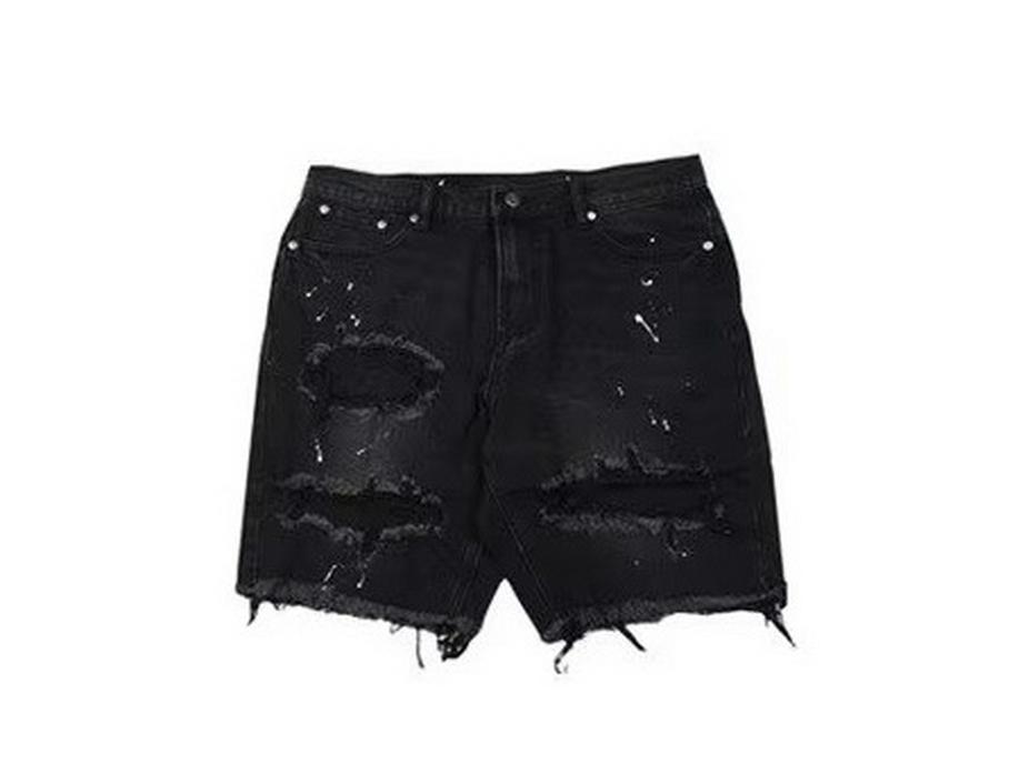 Pantaloni scurți din denim rupti, stil american, la modă, pentru bărbați - croială subțire și lejeră, lungime medie