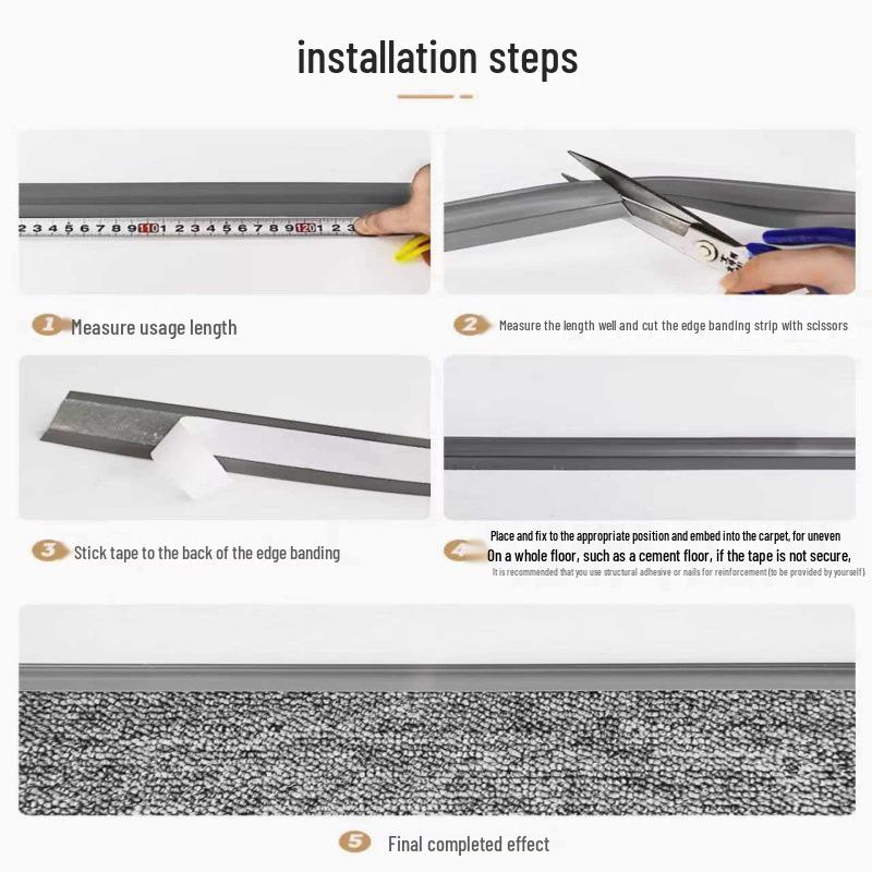 New Soft TPE Rubber Edge Trim: Self-Adhesive Decorative Carpet and Floor Joint Strip