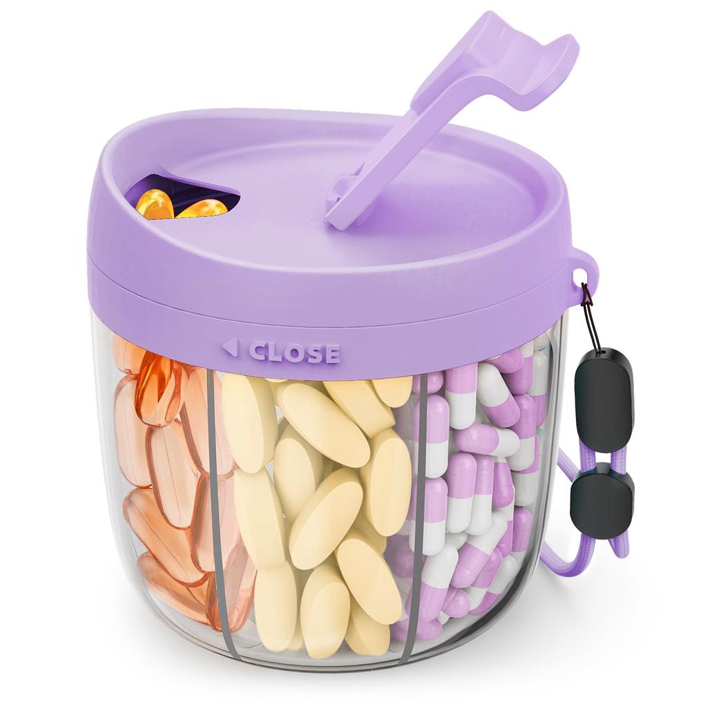 Cute Large Pill Dispenser Storage Container Anti-Mix Moisture-proof Portable Travel Bottle Organizer With Wide Opening Easy Use