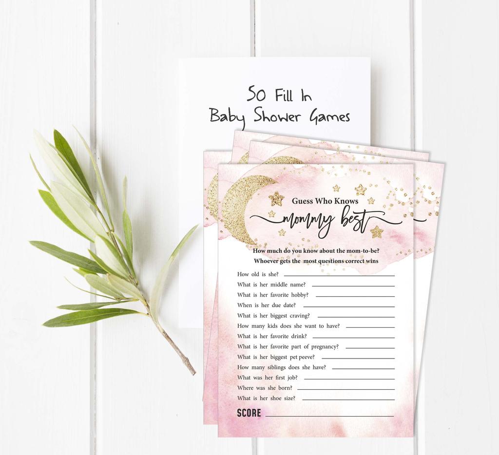 Inkdotpot 50A  Advice CardsA  For Baby Shower Game Glitter Star Advice For New Mom & Dad Gender Reveal Boy Or GirlA  Party