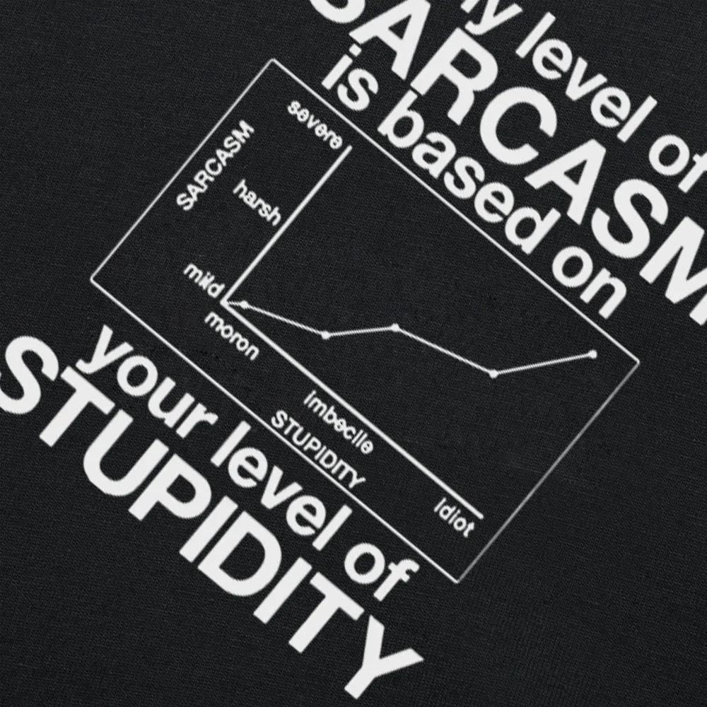 Můj stupeň sarkasmu závisí na vašem stupni hlouposti Tričko Zábavná bavlněná trička s krátkým rukávem s kulatým výstřihem Harajuku tričko