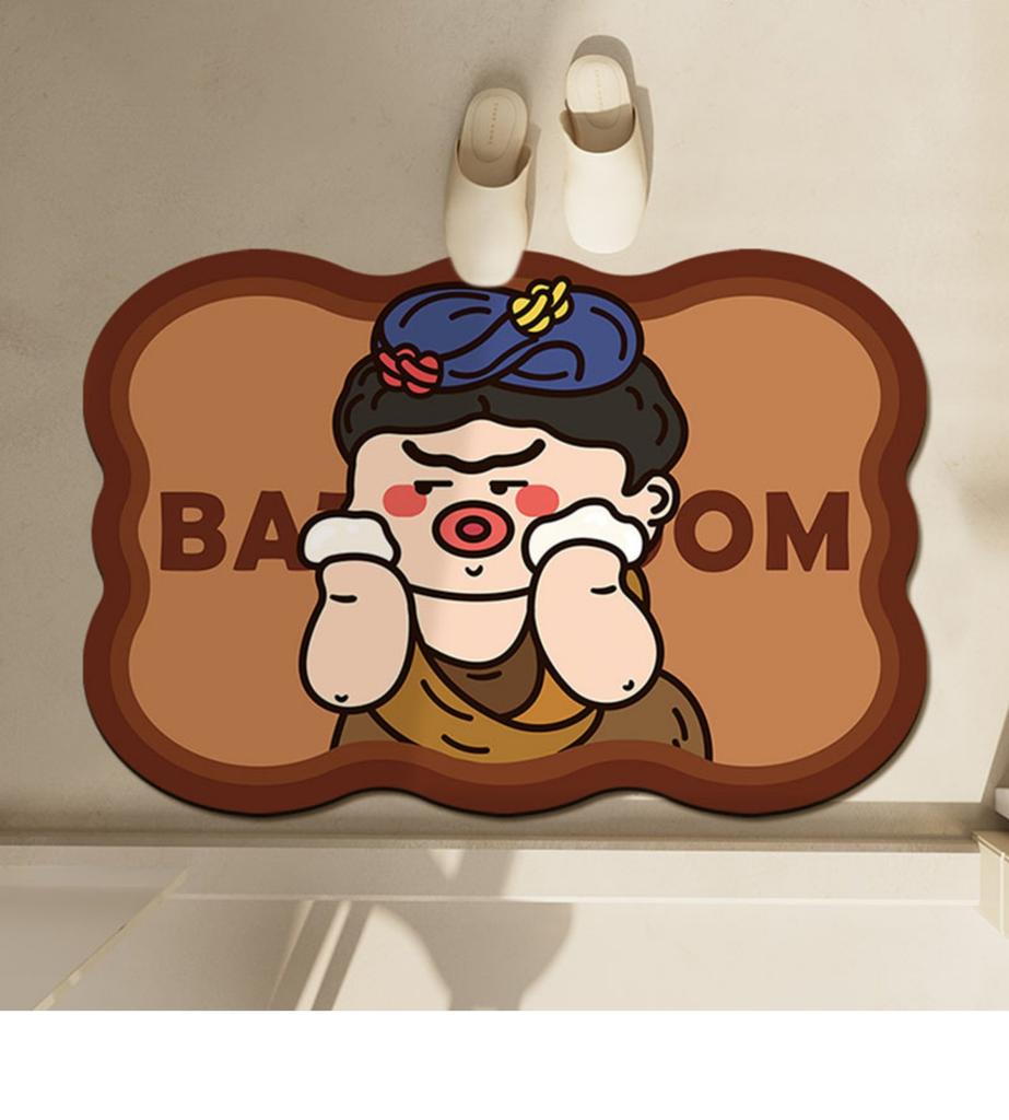 Diatom mud floor mat cartoon bathroom door, water absorbing, fast drying, household wear-resistant