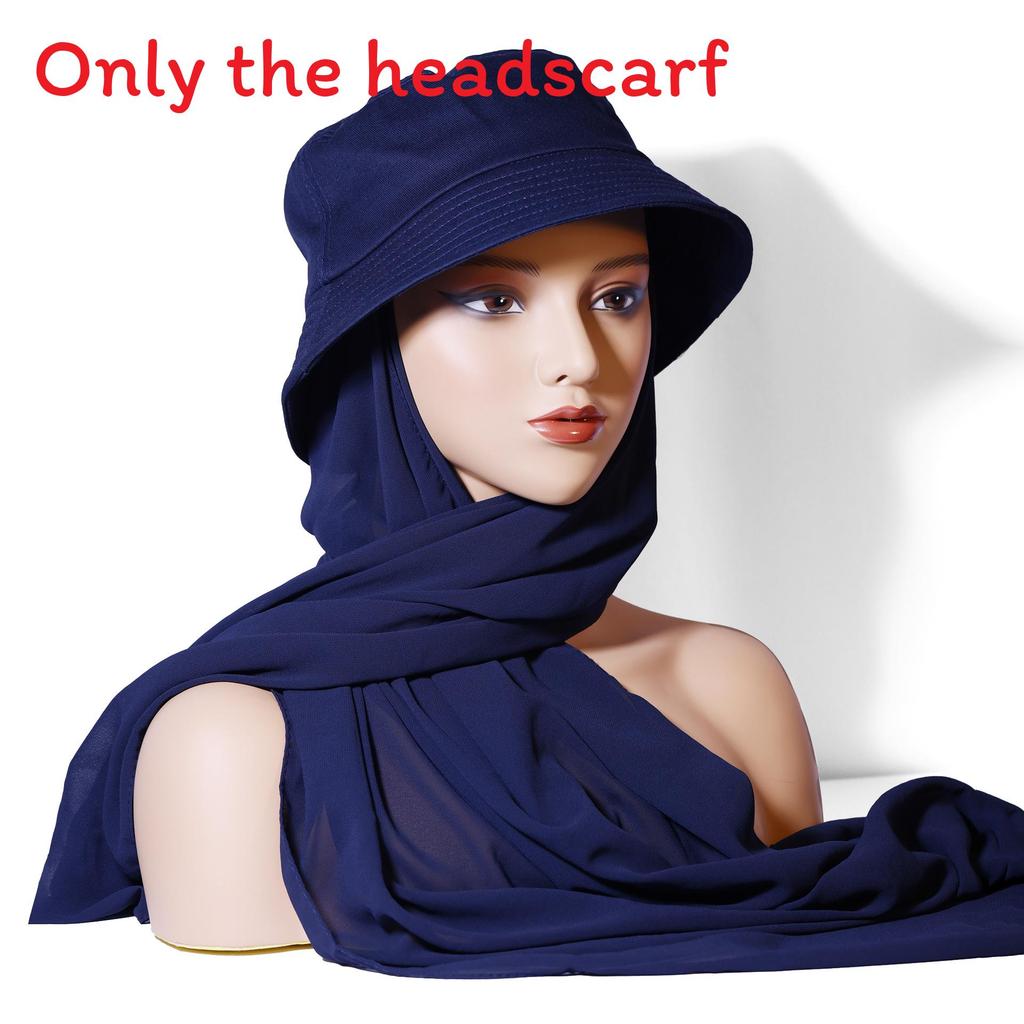 

Stylish Solid Color Scarf And Hat Combo In Polyester For Adult Women DarkBlue