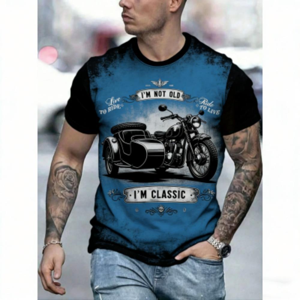 Europe America Summer Men's T-Shirt Motorcycle 3D Print Tees Top Loose Short Sleeve Streetwear Plus Size Women T-shirt