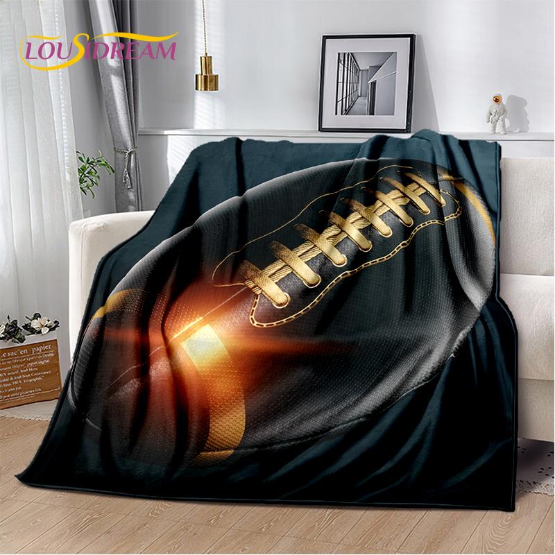 2025 Rugbyfeld Rugby American Football Cartoon Weiche Decke, Weiche Überwurfdecke für Zuhause Schlafzimmer Bett Sofa Reiseabdeckung Kind