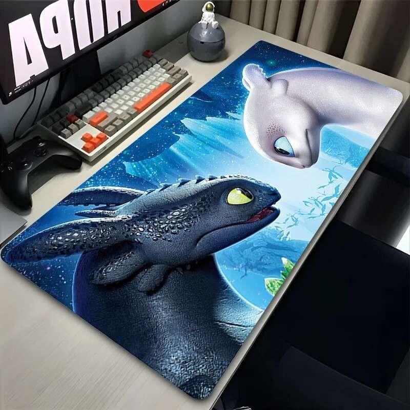 Mouse Pad Laptop Gaming Accessories Keyboard Rug XXL Anime Ttoothless Fury Dragon Desk Mat PC Kawaii Black Mousepad Soft Carpet