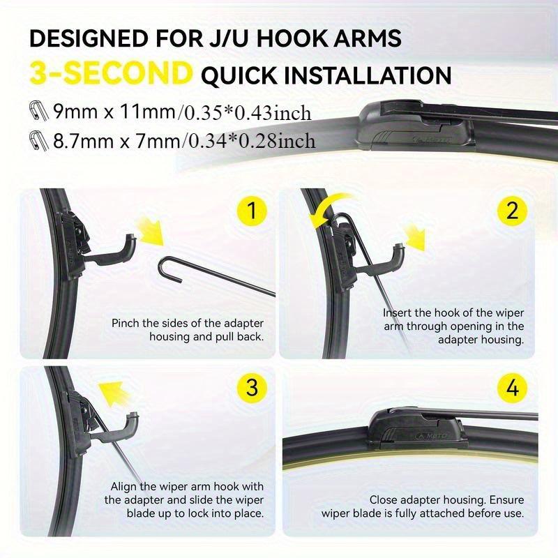 1Pc Car Windshield Wiper Blades Hook Universal Soft Rubber Frameless Bracketless Car Wipers 14" 16" 18" 19" 20" 21" 22"