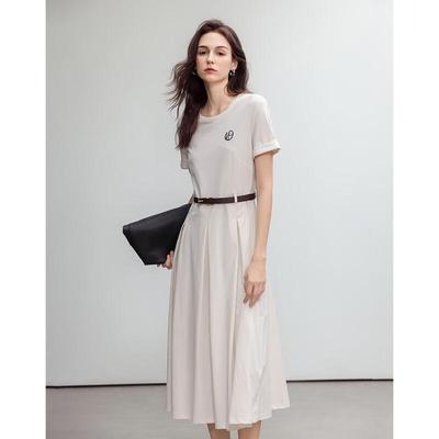 Demana Round Neck Short Sleeve A-Line Midi Dress