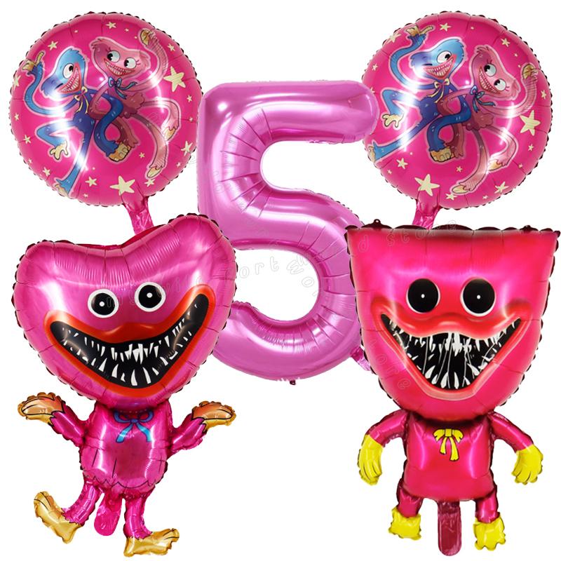 Game Huggy Wuggy Number Balloons Decoration Poppy Playtime Birthday Party Ballon Set Baby Shower Cartoon Round Foil Balloon