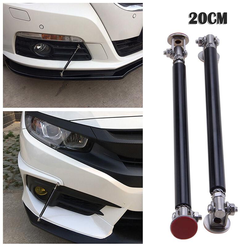 Adjustable Black Front Bumper Lip Splitter Strut Rod Tie Support Bars Spoiler