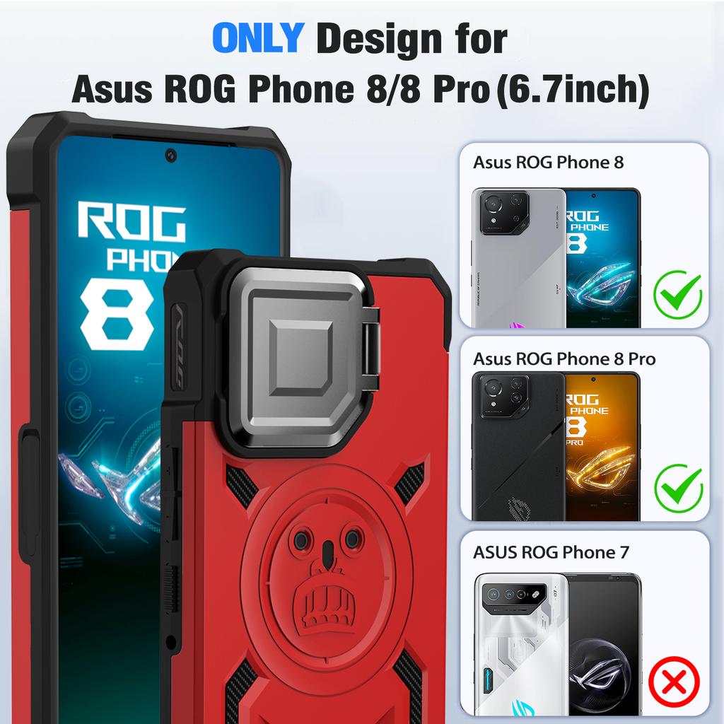 Custodia per Telefono per ASUS ROG Phone 8/9/8 Pro, Cover Resistente agli Urti Heavy Duty in TPU+PC con Protezione Fotocamera Resistente agli Urti Heavy Duty in TPU+PC