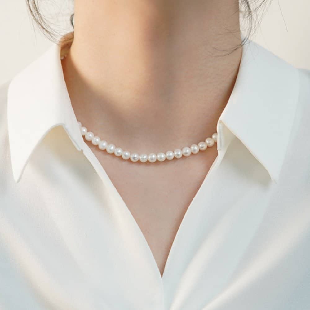 925 Silver Freshwater South Sea 6mm Pearl Necklace Layered Ugly