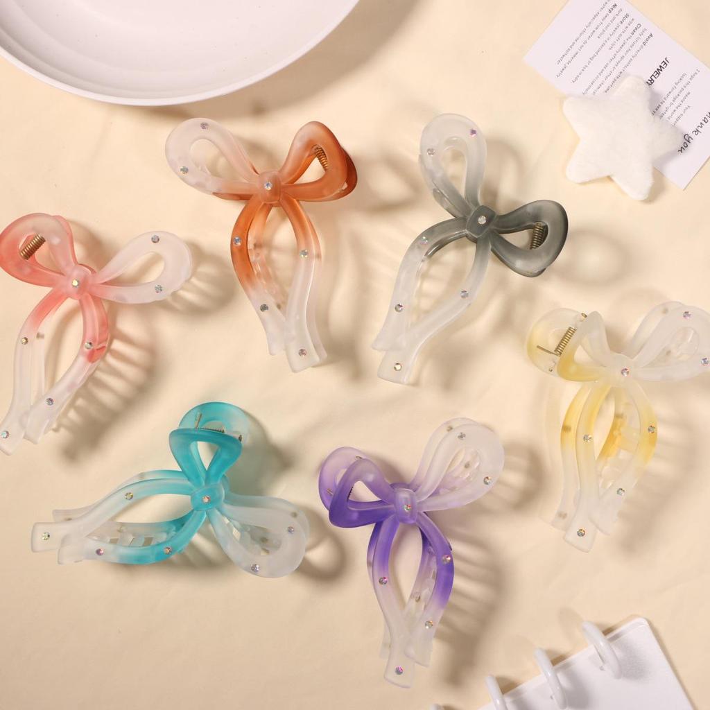 French Minimalist Frosted Gradient Shark Hair Clip - Jelly Color Hair Accessory for Women