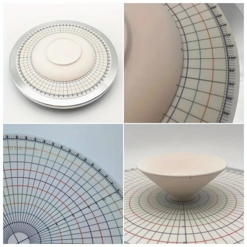 Ceramic Painting Tool Set-Round Card Templates, Equal Division Rulers Billet Measuring Tools Underglaze Painting Auxiliary Pads
