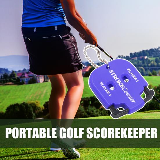 Portable Golf Score Counter Clicker, 2 Player Stroke Counter Scorer Indicator, Mini Square Score Keeper for Golf Training Competitions & Games