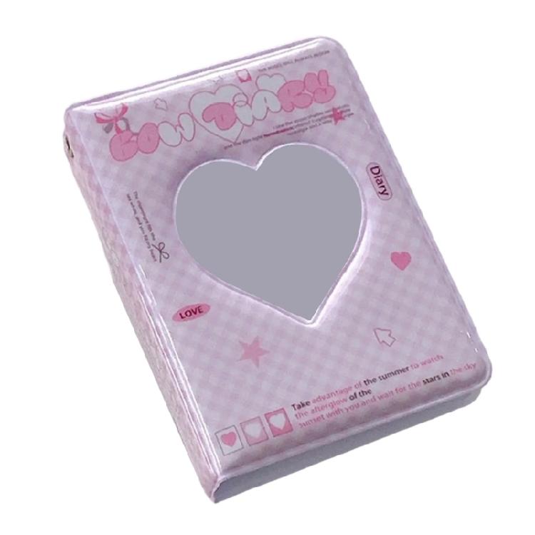 3Inch Mini Photo Card Album Heart Hollowed Styles Cover with 40 Pocket Card Binder Book for Capturing Daily Moment