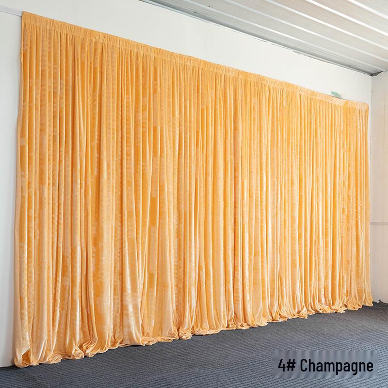 Gold and Black Velvet Wedding Backdrop with Red Gauze Drapes