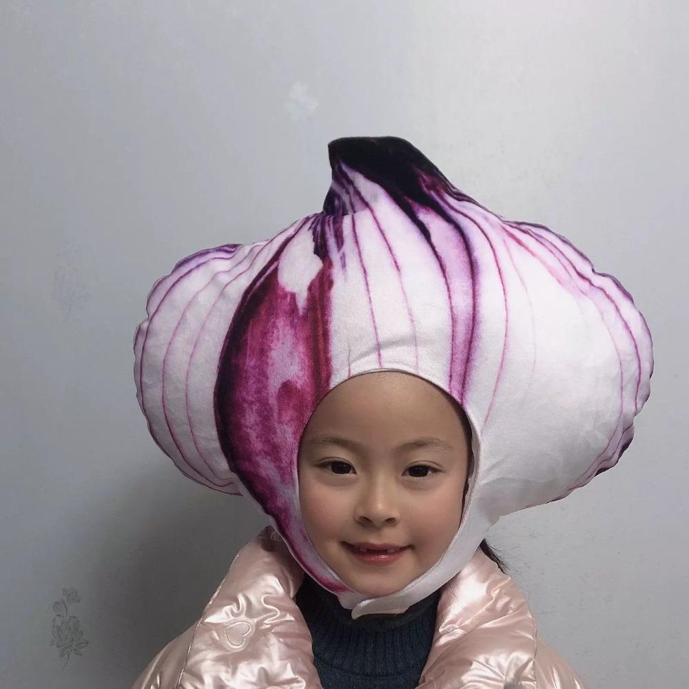Soft Onion Headpiece Costume Hat Funny Fun Party Headwear Cartoon Plush Hat for Men Women Kids