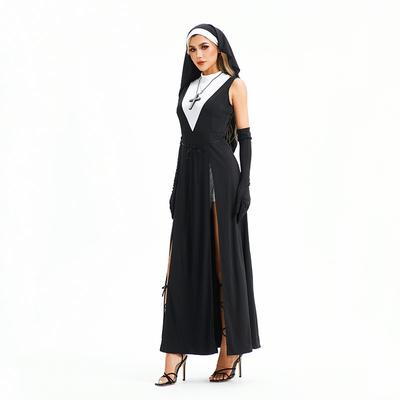 Halloween Adult Costume Cosplay Mardi Gras Nun Costume Virgin of the Cross Dress Show Out Costume