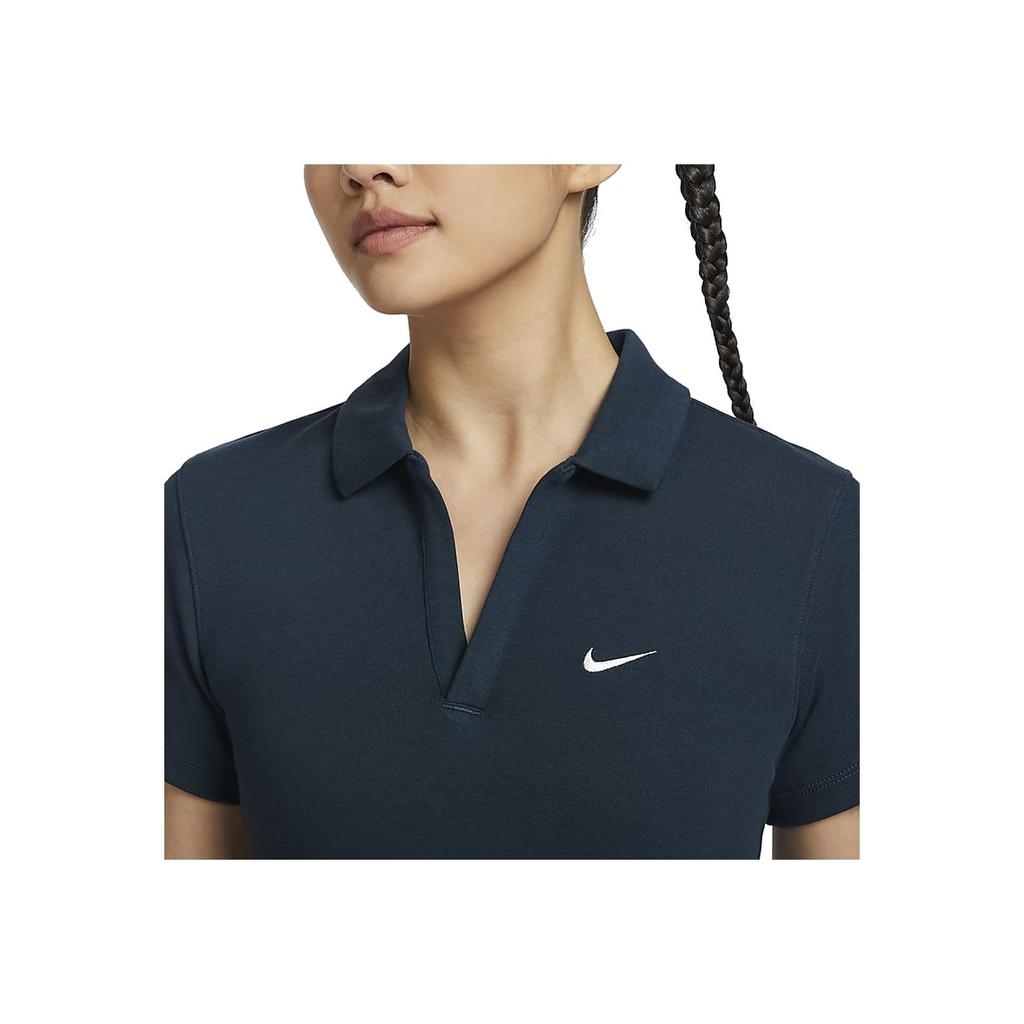 New Nike Sportswear Essentials Series Polo Shirt Women's Arsenal Dark Sea Blue/Sail White DV7885-478