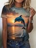 Sea Beach Women T Shirt 3D Animal Flamingo Printed T-shirt Women Fashion Casual Oversized Short Sleeve T Shirt Vocation Tops Tee