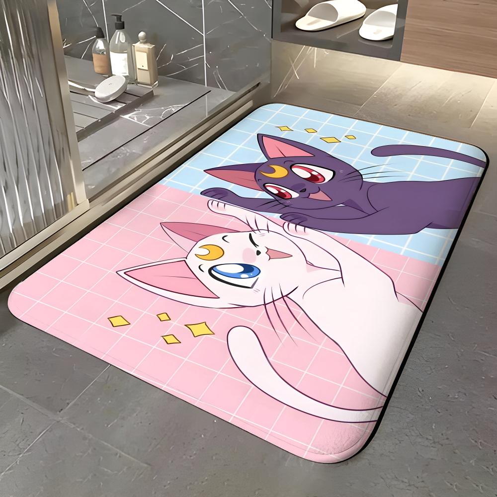 anime S-Sailor Moon Floor Mat Soft Flannel Entrance Door Mat Non Slip Absorbent Bathroom Bedroom Floor Rug