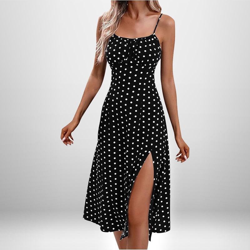 Spring New Women's Clothing, European and American Dresses, Sexy Fashion Printed Lace-up Split Suspender Skirts