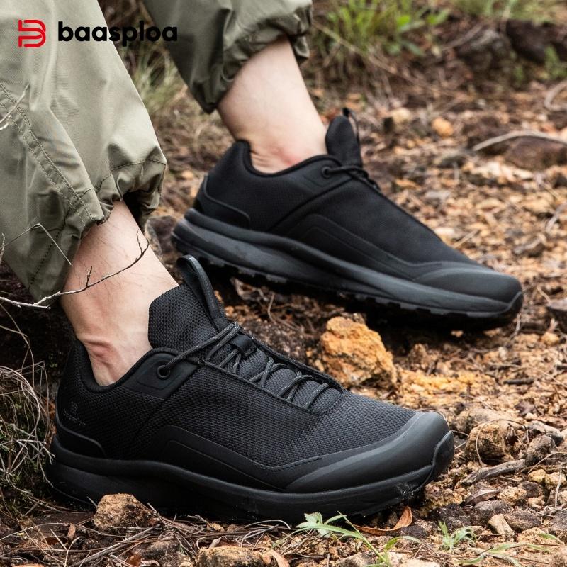 BAASPLOA Men Hiking Shoes Trekking Climbing Sneakers Non-slip Comfort Outdoor Resistant Walking Shoes Male Four Season