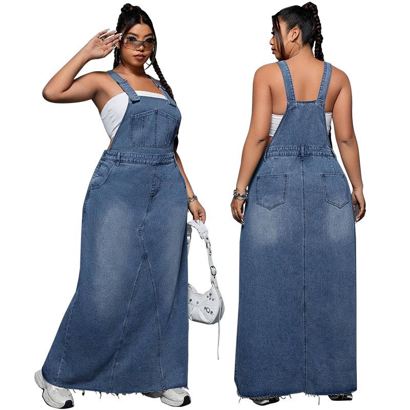 Große Damengrößen Neue Denim Cool Spicy Trägerrock
