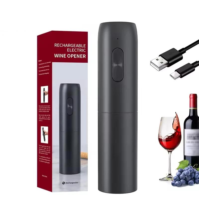 Electric Wine Opener Set with Corkscrew, Stopper, and Pourer - Rechargeable Automatic 4-in-1 Bottle Opener