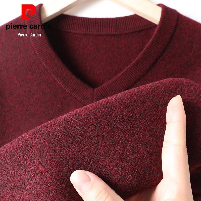 Pierre Cardin Men's Thickened V-Neck 100% Wool Sweater