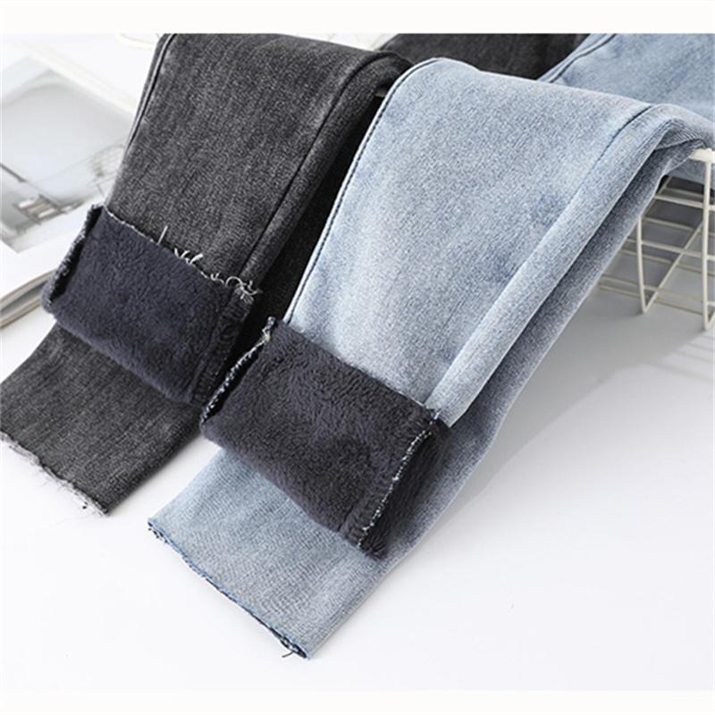 Autumn Winter Women's Jeans New High Waist Thickening Warm Straight Jeans Trousers Korean Style Vintage Streetwear Loose Casual