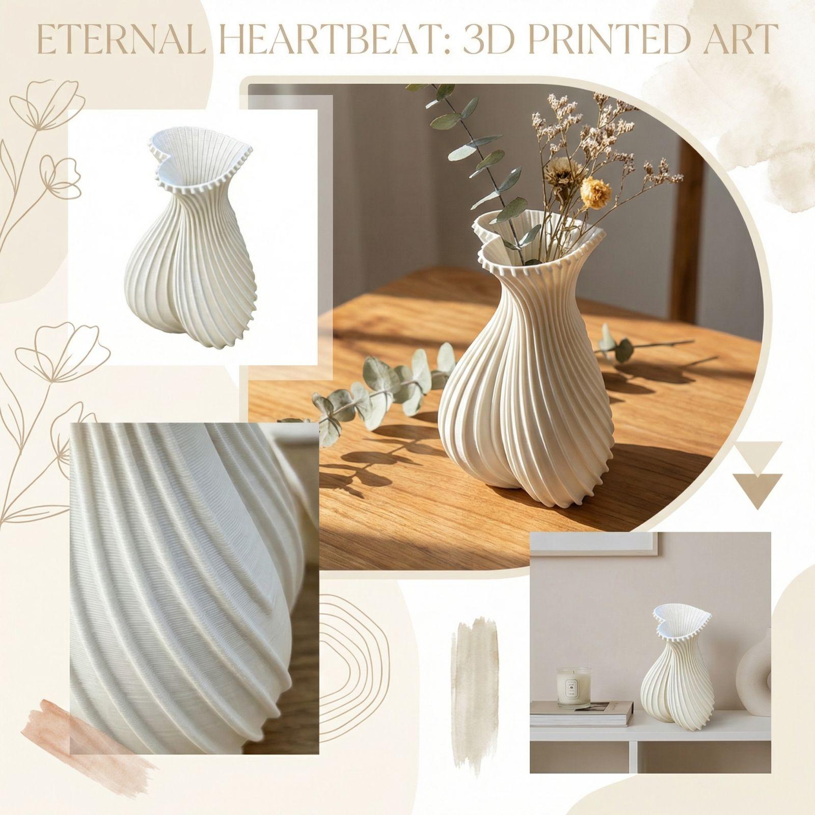 

3D-печатная ваза-орнамент в форме сердца для горлышка бутылки, модель для поделок, ручной работы белый