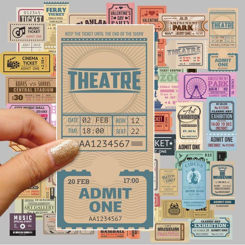 50PCS Vintage Ticket Stickers (Version 2) - High-Aesthetic Supplies for Journal Collage & DIY Background Decor AnimeWorlds Store
