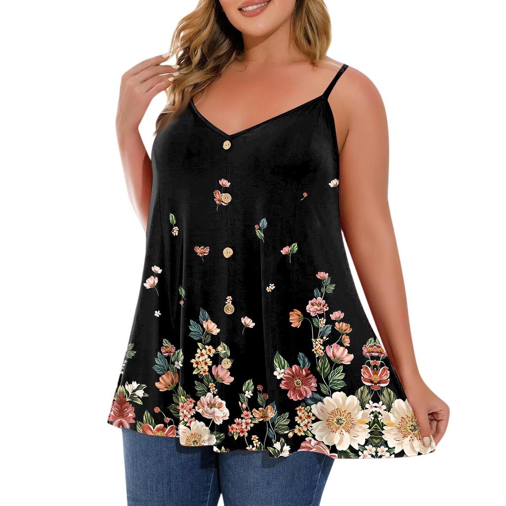 Damska codzienna kamizelka plus size z regulowanymi ramiączkami, bezrękawnik z dekoltem w serek