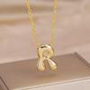Charming Chubby Brass Polished 26-Letter Silver Pendant Necklace for Women