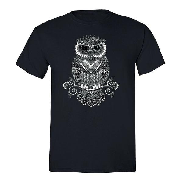 Line Art Owl Day Dead Sugar Skull Dia de Los Muertos Animal Mexican TShirt Summer Funny Printing Casual Cotton T Shirt