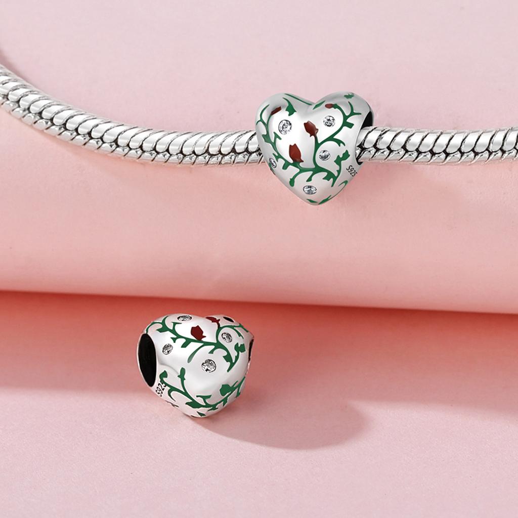 Bead Charms copper Charm Bead Charms Authentic Rose Flower Heart Plant Bead Charms Compatible With Bracelets Jewellery Diy Women Fine Gift Accessory