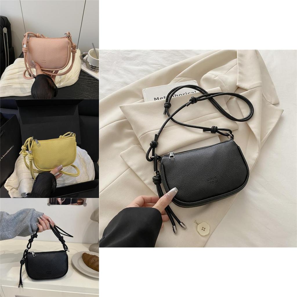 Simple Solid Color Lychee Texture Women Casual Shoulder Bag For Daily Use
