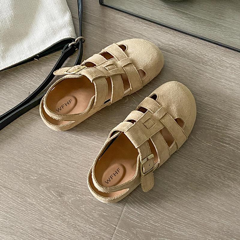 Fashion Hot-selling Sandals Versatile Baotou Fashion Sandals Women's Summer Hollow Woven Fish Bone Roman Shoes New Birken Shoes
