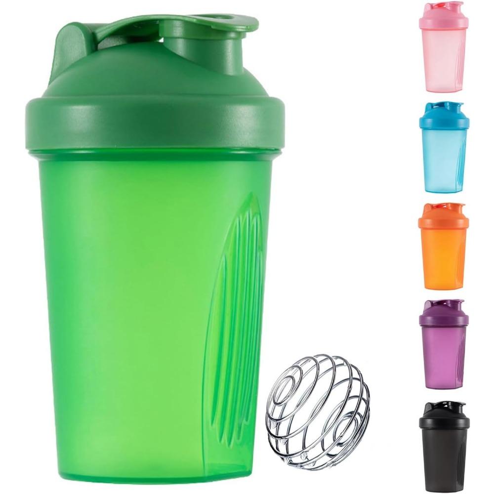 Butelka shakerowa na białko 400 ml z drucianą kulką do mieszania, bez BPA, szczelna, można myć w zmywarce do mieszania koktajli w proszku